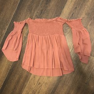 Off the shoulder magenta top
